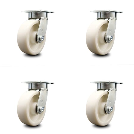 Service Caster 6 Inch Kingpinless Nylon Wheel Swivel Top Plate Caster, 4PK SCC-KP30S620-NYR-4